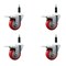 Service Caster 3.5'' Red Poly Swivel 7/8'' Expanding Stem Caster Set Total Lock Brake, 4PK SCC-EXTTL20S3514-PPUB-RED-78-4 - alternate 1